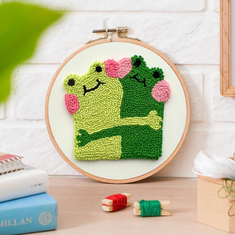 Punch Needle Kit „Umarmende Frösche“ – Kreatives Geschenk für Freunde | DIY-Untersetzer für Verliebte - image 8