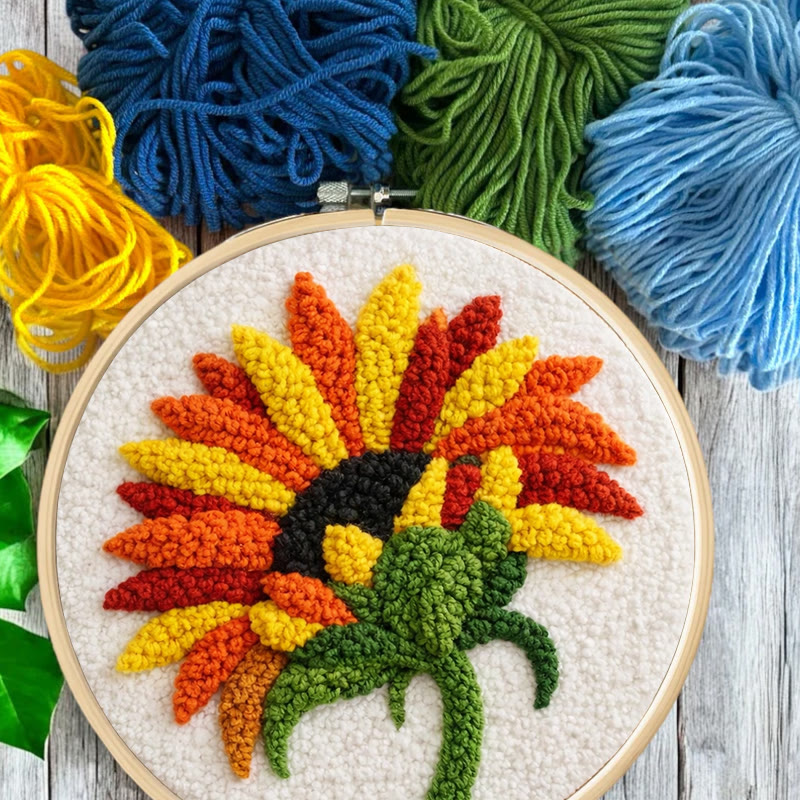 Abstraktes Sonnenblumen-Punch-Needle-Set – Atemberaubendes Garnhandwerk | Perfekte Wanddekoration - image 8