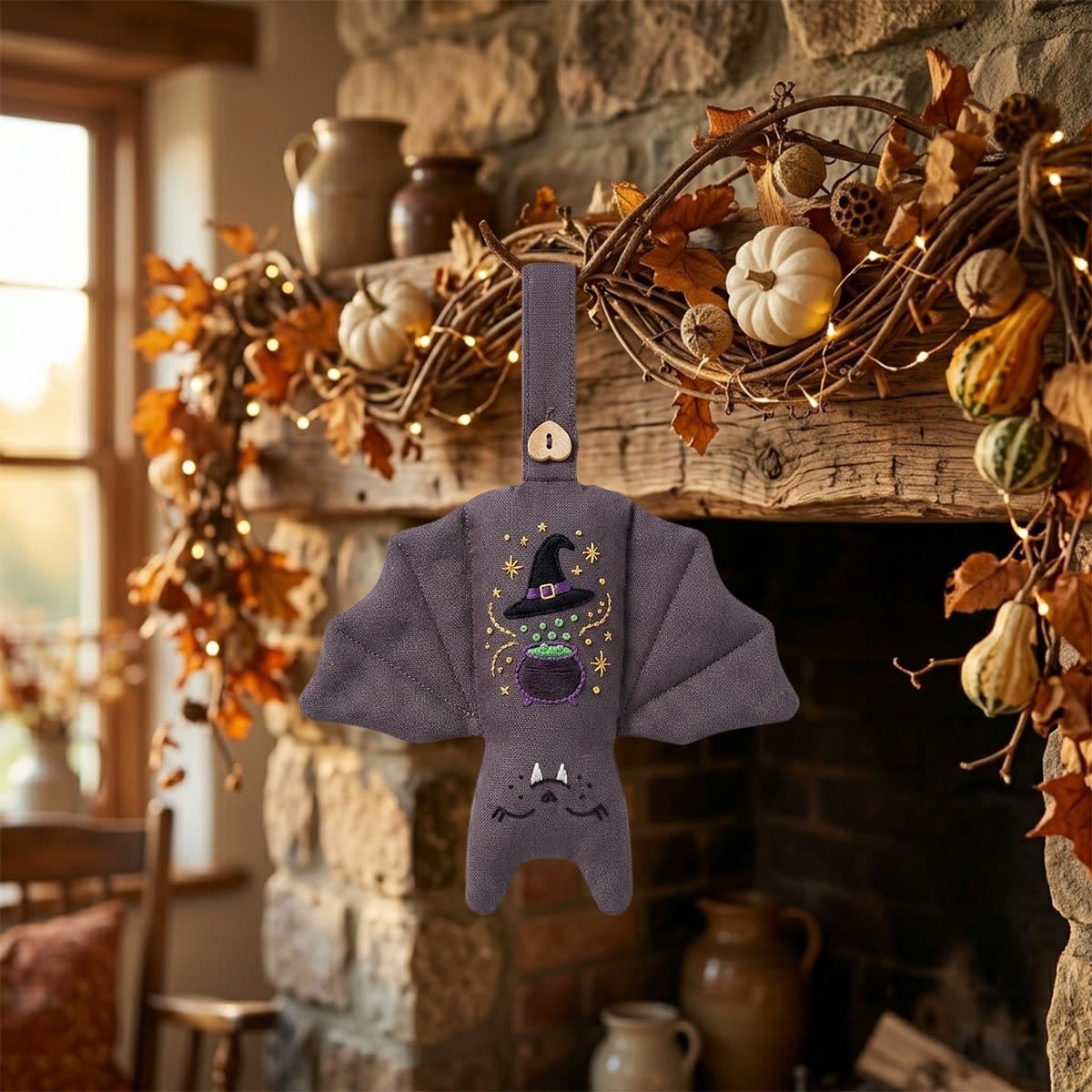 Rubbyoo Fledermaus-Stickset – Hexenkessel | Hexenhafte Halloween-Bastelidee für Anfänger | Festliche Kinderzimmerdeko - image 6