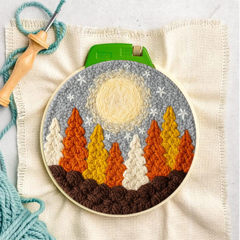 Goldener Wald Punch Needle Set – DIY-Kunsthandwerk | Perfekte Wanddekoration - image 5