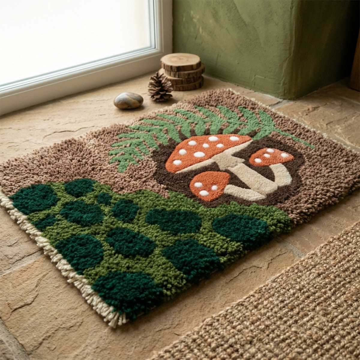 Rubbyoo Knüpfteppich-Set – Roter Pilz | Handgefertigte Badematte | Kreativer, weicher Teppich - image 5