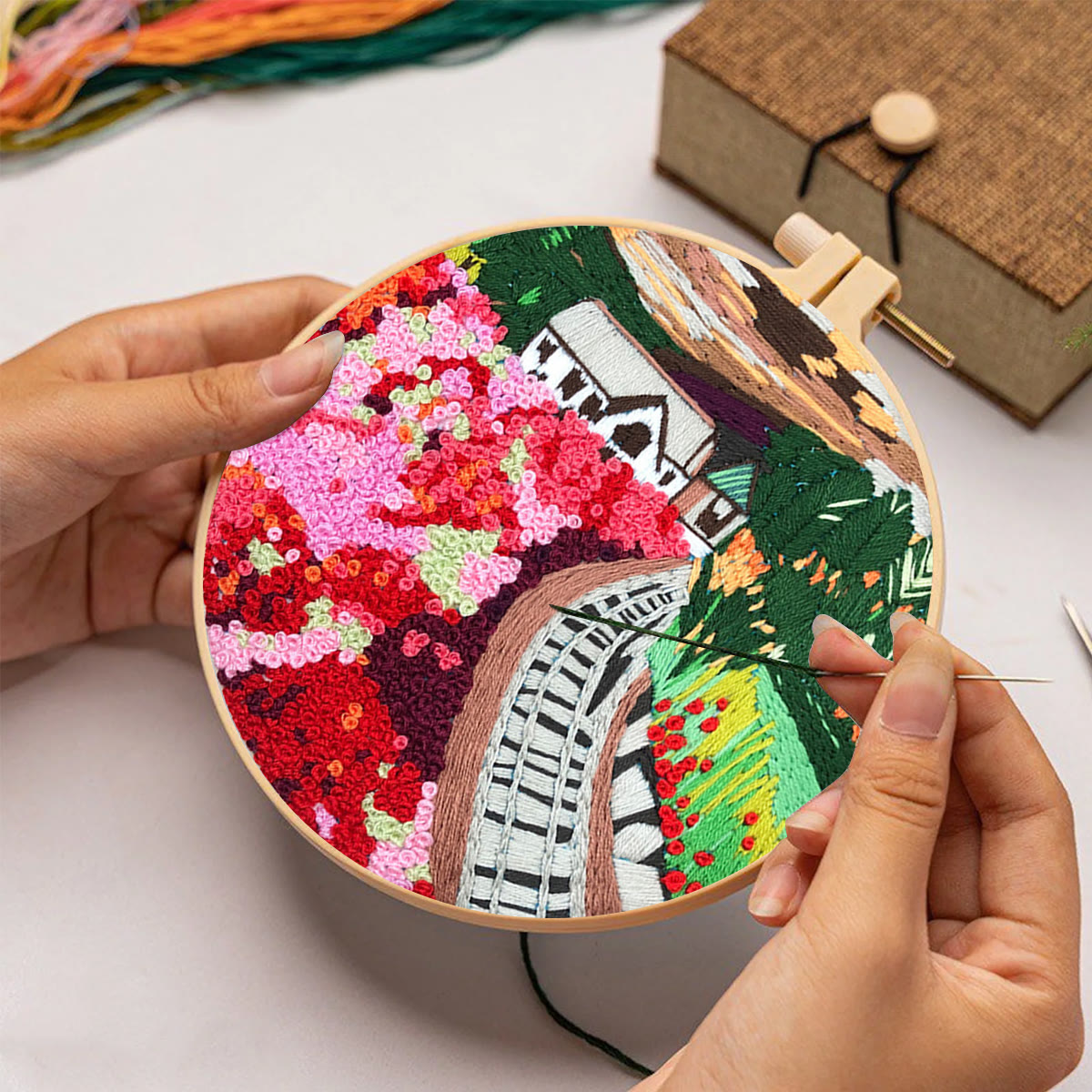 Rubbyoo Stickset - Rosa Blumengarten - image 2