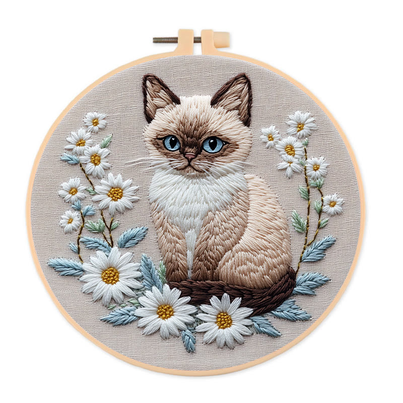 Rubbyoo Stickset - Katze und Blume | DIY Bastelset - 20*20 cm - image 1