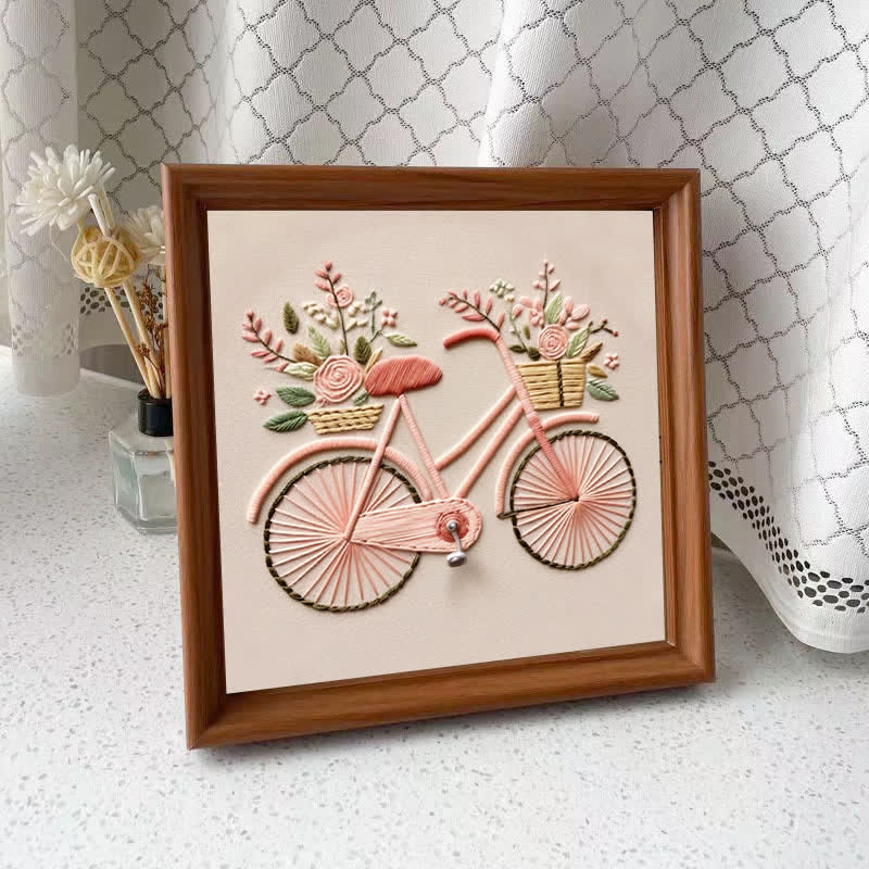 Rubbyoo Stickset – Blumen-Fahrrad-Motiv-Bastelset für die moderne Heimdekoration - Stickset plus ein zusätzlicher Rahmen - image 12