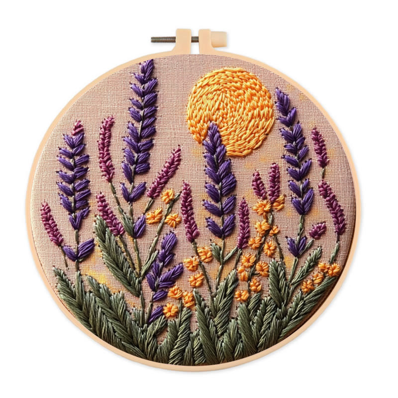 Rubbyoo Stickset - Lavendel | Blumenstickerei | Handarbeit für Anfänger - 20*20cm - image 1