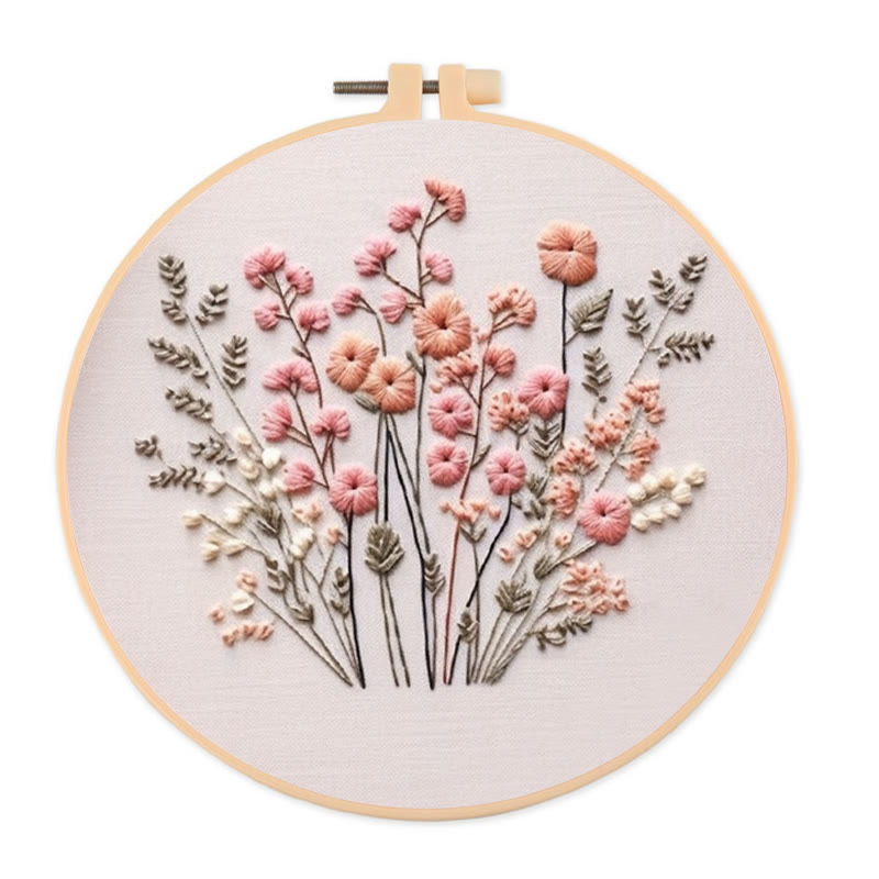 Rubbyoo Stickset – Rosa Wildblumen | Blumen | Handgemachte Geschenke zum Selbermachen - 20*20cm - image 1