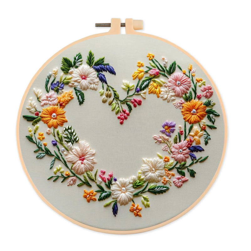 Rubbyoo Stickset – Herzkranz | DIY Handarbeit - 20*20cm - image 1