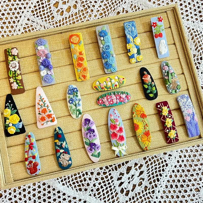 Bestickte Haarspange DIY handgemachte Materialtasche Haarschmuck Kopfschmuck - image 3