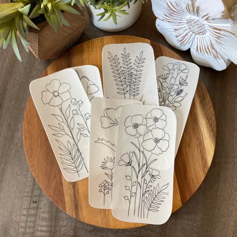 Stickmuster mit großen, schmalen Blumen | Stickerei für Kleidung - 6 Stück - image 1