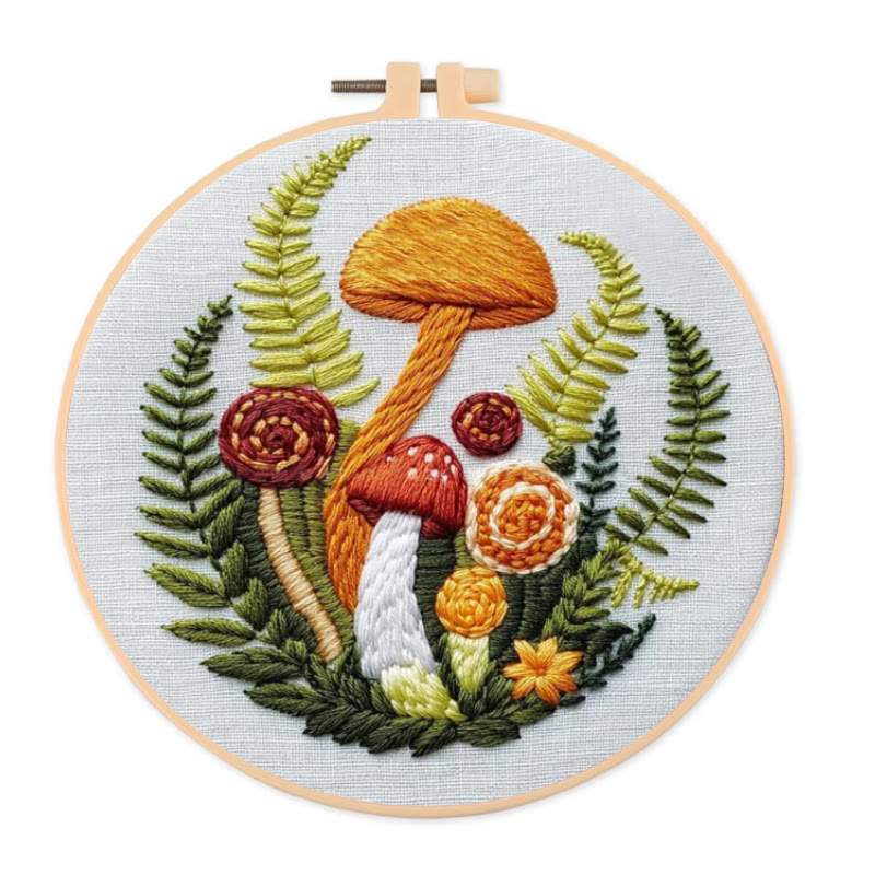 Rubbyoo Stickset – Farn und Pilz | Woodland Needle Crafts - 20*20cm - image 1