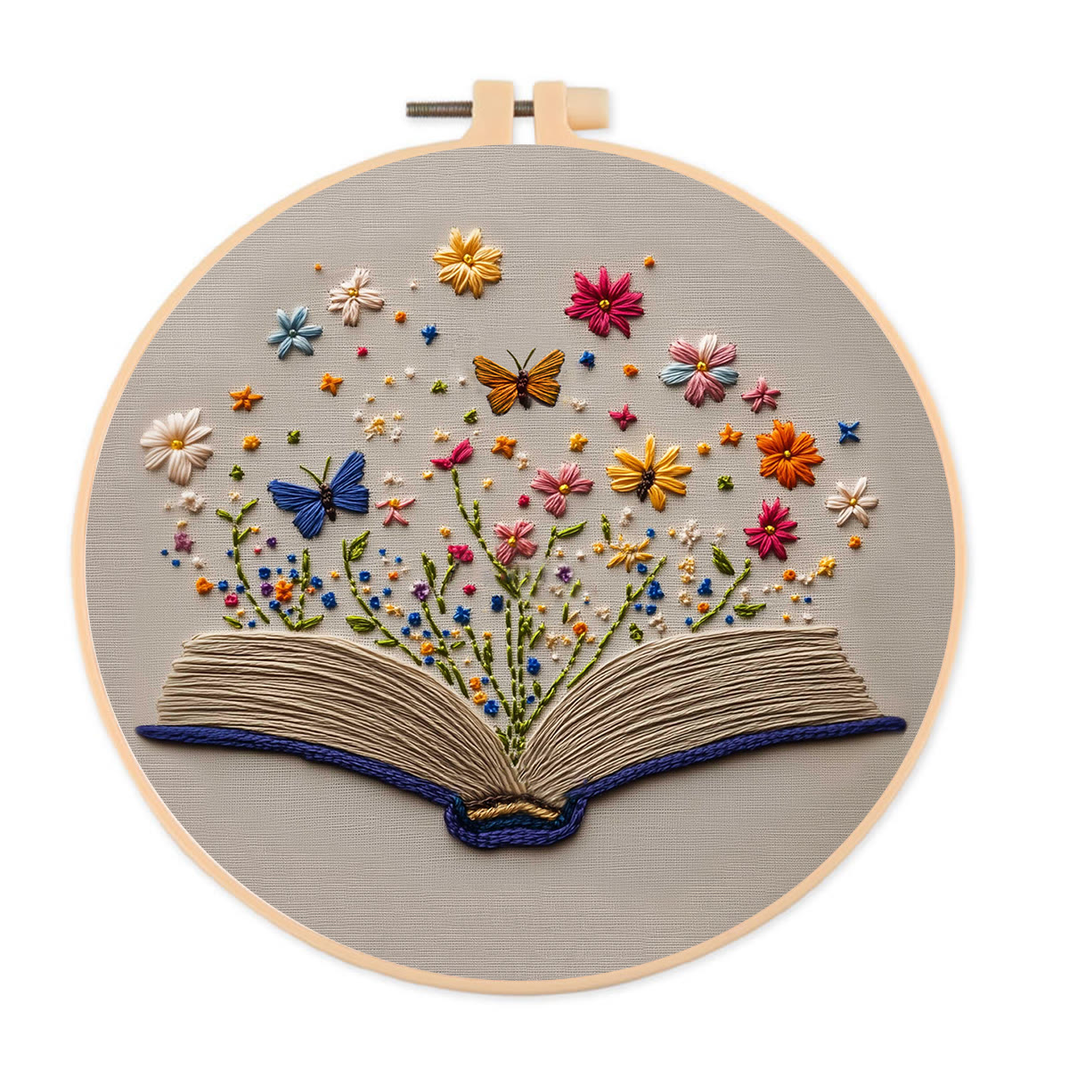 Rubbyoo Stickset – Schmetterlinge mit blühendem Buch | Stichset für Anfänger - 15*15cm - Stickset - image 1