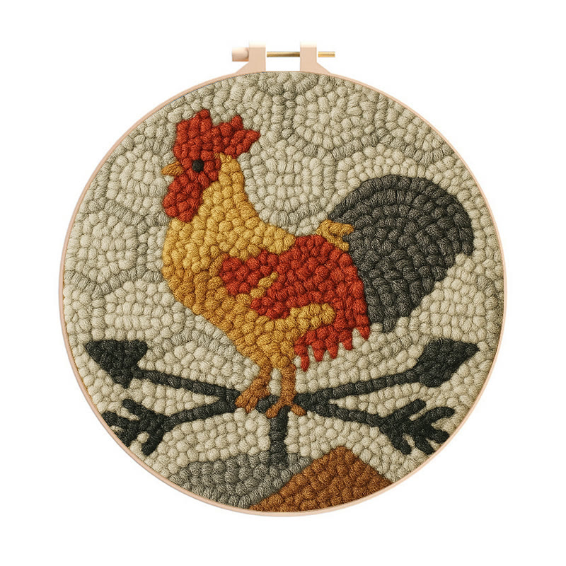 Dawn Rooster Punch Needle Kit – Tier-Stickerei-Kunstwerk | Einfaches Basteln für Erwachsene und Kinder - 20 cm x 20 cm - image 1
