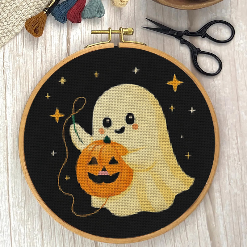 Kreuzstich-Set – Kürbis sticken | Bezauberndes Halloween-Handwerk | DIY-Handarbeit für Handarbeitsliebhaber - image 2