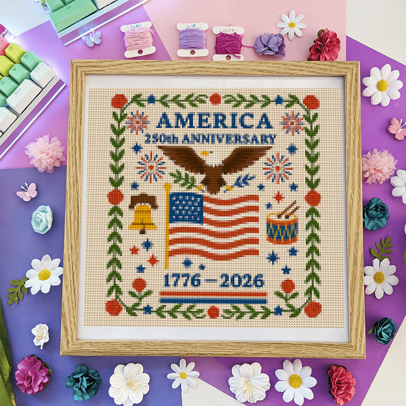 Kreuzstich-Set – 250. Jahrestag Amerikas | Einzigartige handgefertigte Geschenke | Gedenkstich-Handarbeit - image 1