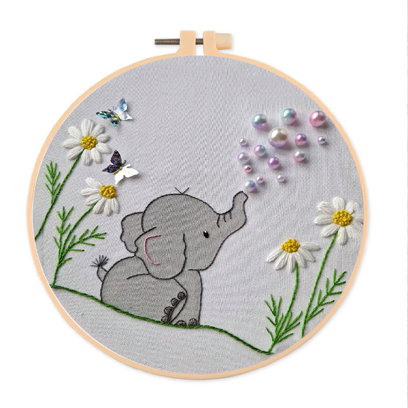 Rubbyoo Perlenstickset – Babyelefant | Tierbastelprojekt zum Selbermachen | Perfekte Dekoration für Ihr Zuhause - 15 x 15 cm - image 1