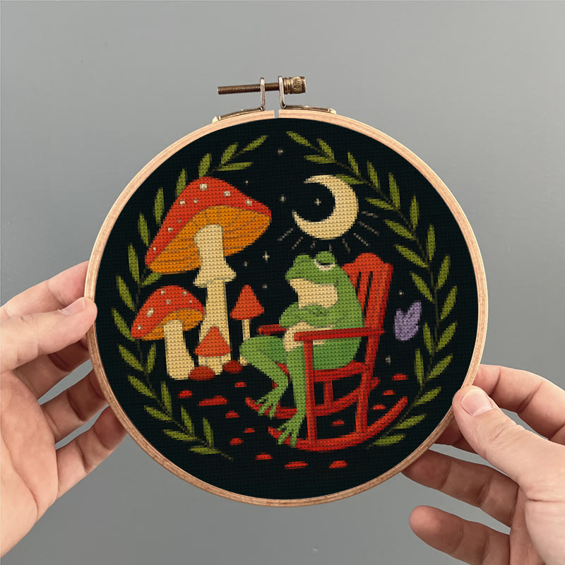 Kreuzstich-Set – Frosch und Pilz | DIY-Nadelspitze für Anfänger | Stickprojekt für Erwachsene - image 7