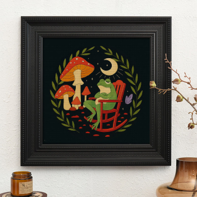 Kreuzstich-Set – Frosch und Pilz | DIY-Nadelspitze für Anfänger | Stickprojekt für Erwachsene - image 10