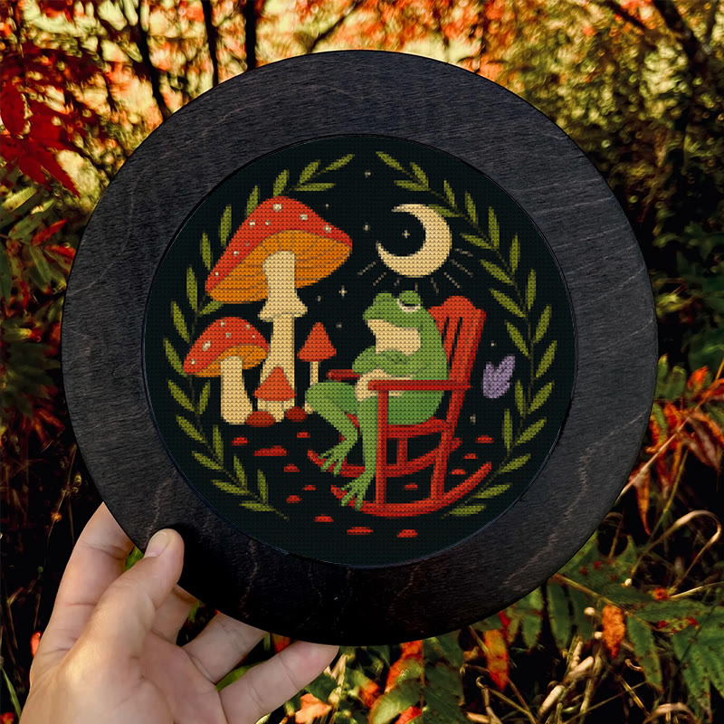 Kreuzstich-Set – Frosch und Pilz | DIY-Nadelspitze für Anfänger | Stickprojekt für Erwachsene - image 3