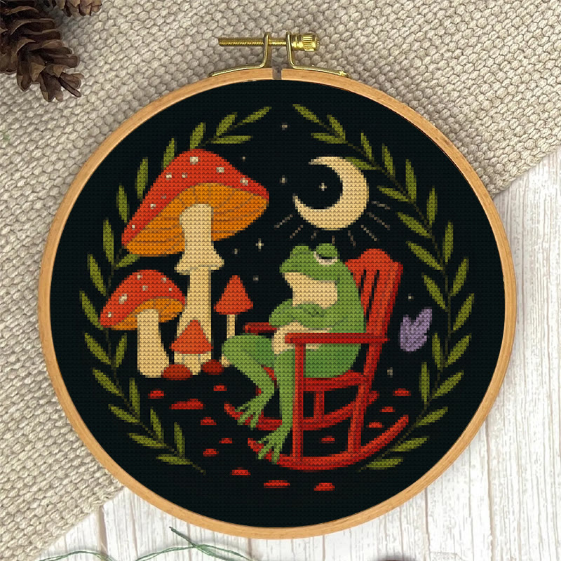 Kreuzstich-Set – Frosch und Pilz | DIY-Nadelspitze für Anfänger | Stickprojekt für Erwachsene - image 4