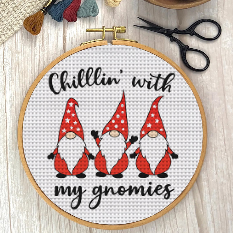 Kreuzstich-Set – Chillen mit Gnomen | Handgemachtes Weihnachtshandwerk | DIY-Weihnachtsgeschenke - image 2