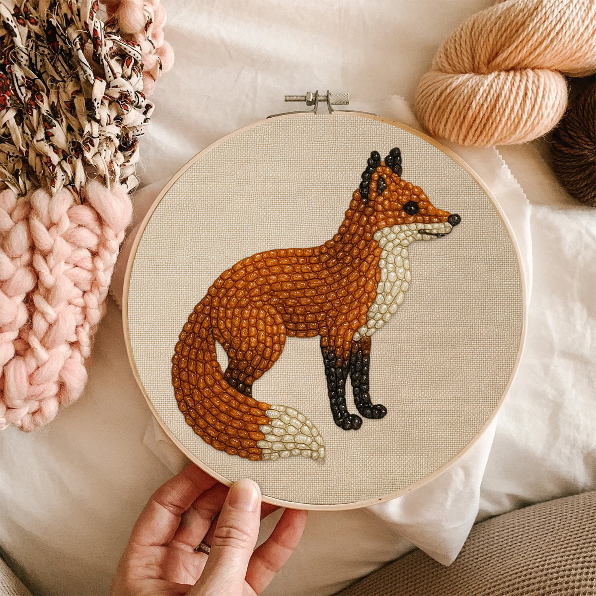 Rubbyoo Perlenstickerei-Set – Stehender Fuchs | DIY-Kunstwerk | Einfaches Tierhandwerk für Erwachsene - image 2
