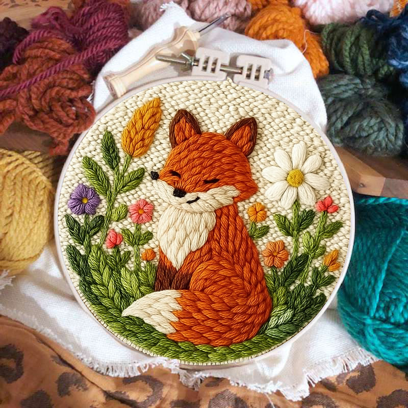 Floral Fox Punch Needle Kit - Schönes handgemachtes Handwerk | Perfekt als Geburtstagsgeschenk - image 2
