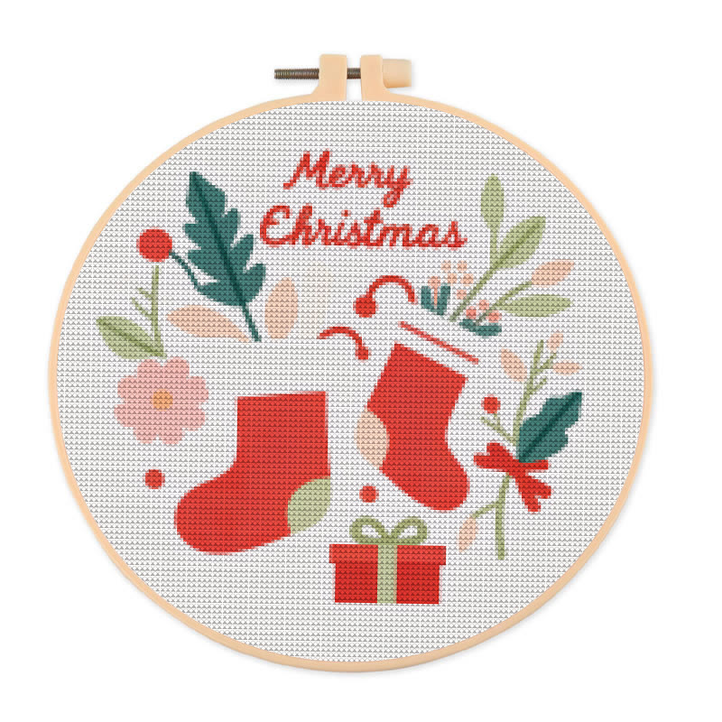 Kreuzstich-Set – Frohe Weihnachten | Geschenke für die Feiertage | DIY-Nadelsammlung - 20×20cm - image 1
