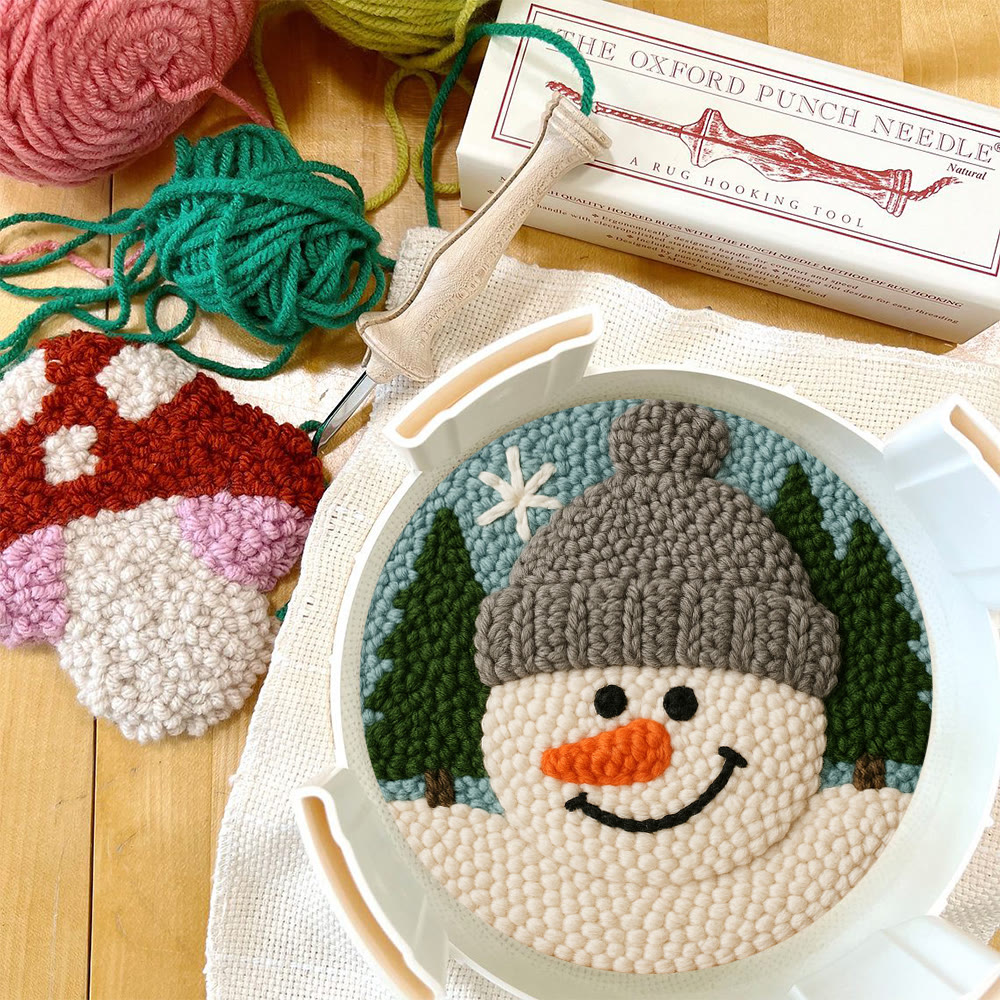 Niedliches Schneemann-Punch-Needle-Set – Anfängerfreundliche Bastelidee | Gemütliche, handgemachte Wanddeko im Winter-Stil - image 3