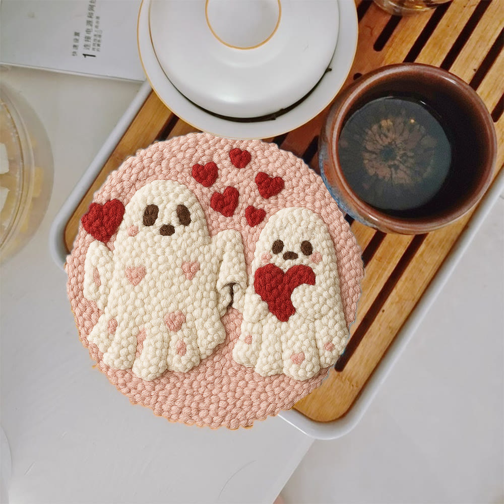 Snuggly Heart Ghost Pair Punch Needle Kit – Anfängerfreundliches DIY-Bastelprojekt | Herzliches Geschenkidee - image 5