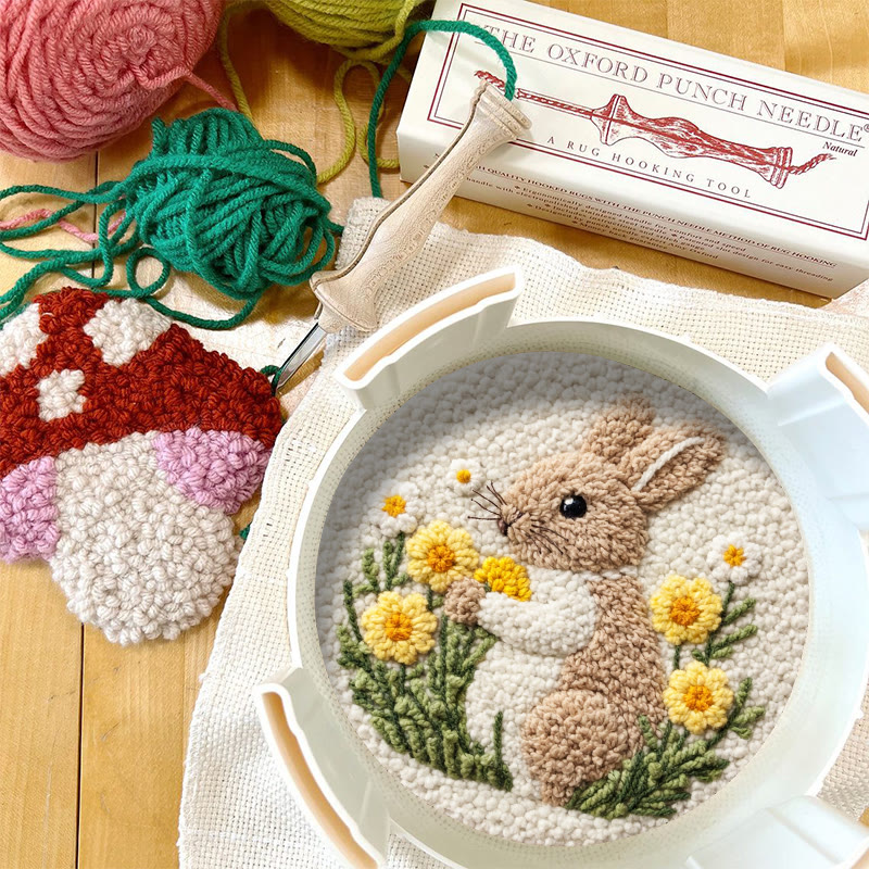 Gänseblümchen-Kuschelhase-Punch-Needle-Set – Kreatives Handarbeitsprojekt | Einfaches DIY-Projekt für Anfänger - image 12