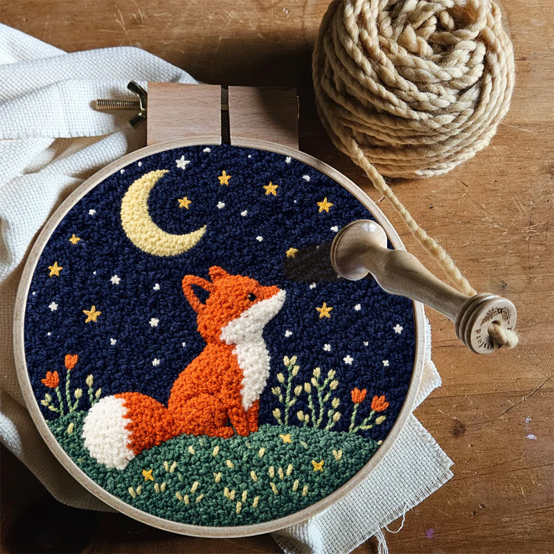 Sternennacht-Fuchs-Punch-Needle-Set – Verspielte Dekoration mit Naturmotiven | Bezauberndes Geschenk für Tierliebhaber - image 12