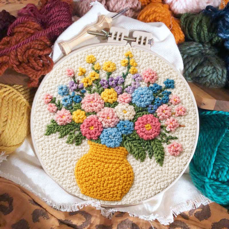 Lebendiges Blumenbouquet-Punch-Needle-Set – Exquisite Handarbeit | Perfektes Geschenk für Pflanzenliebhaber - image 3