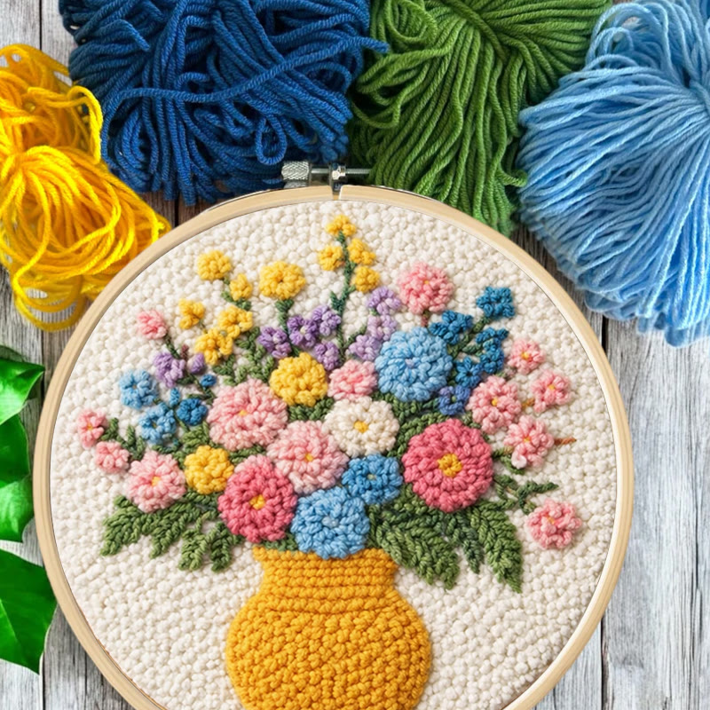 Lebendiges Blumenbouquet-Punch-Needle-Set – Exquisite Handarbeit | Perfektes Geschenk für Pflanzenliebhaber - image 2
