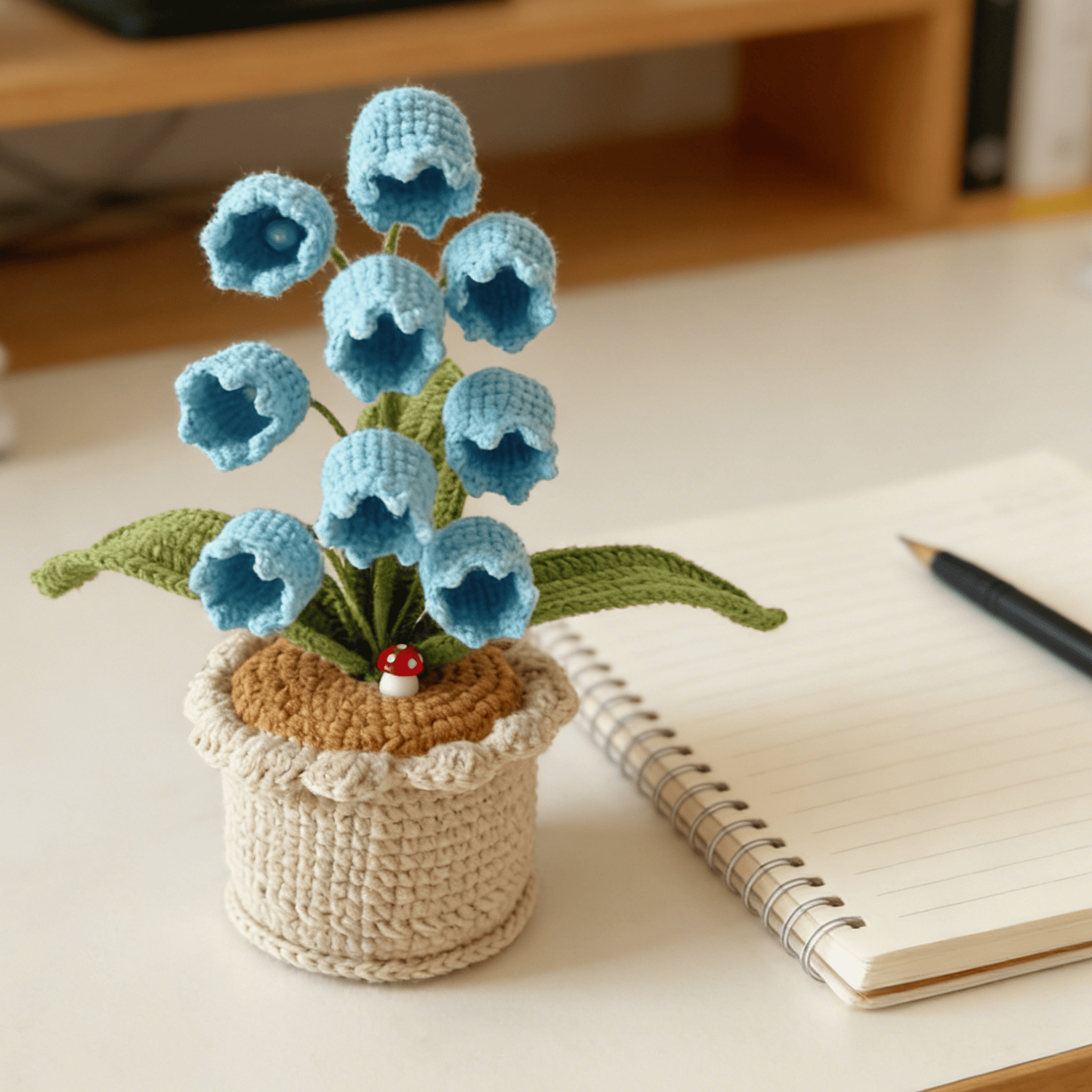 Maiglöckchen-Häkelmuster – 9 Blüten | Blumenstickerei mit Garn | Perfekt für die Heimdekoration - Blau - image 1