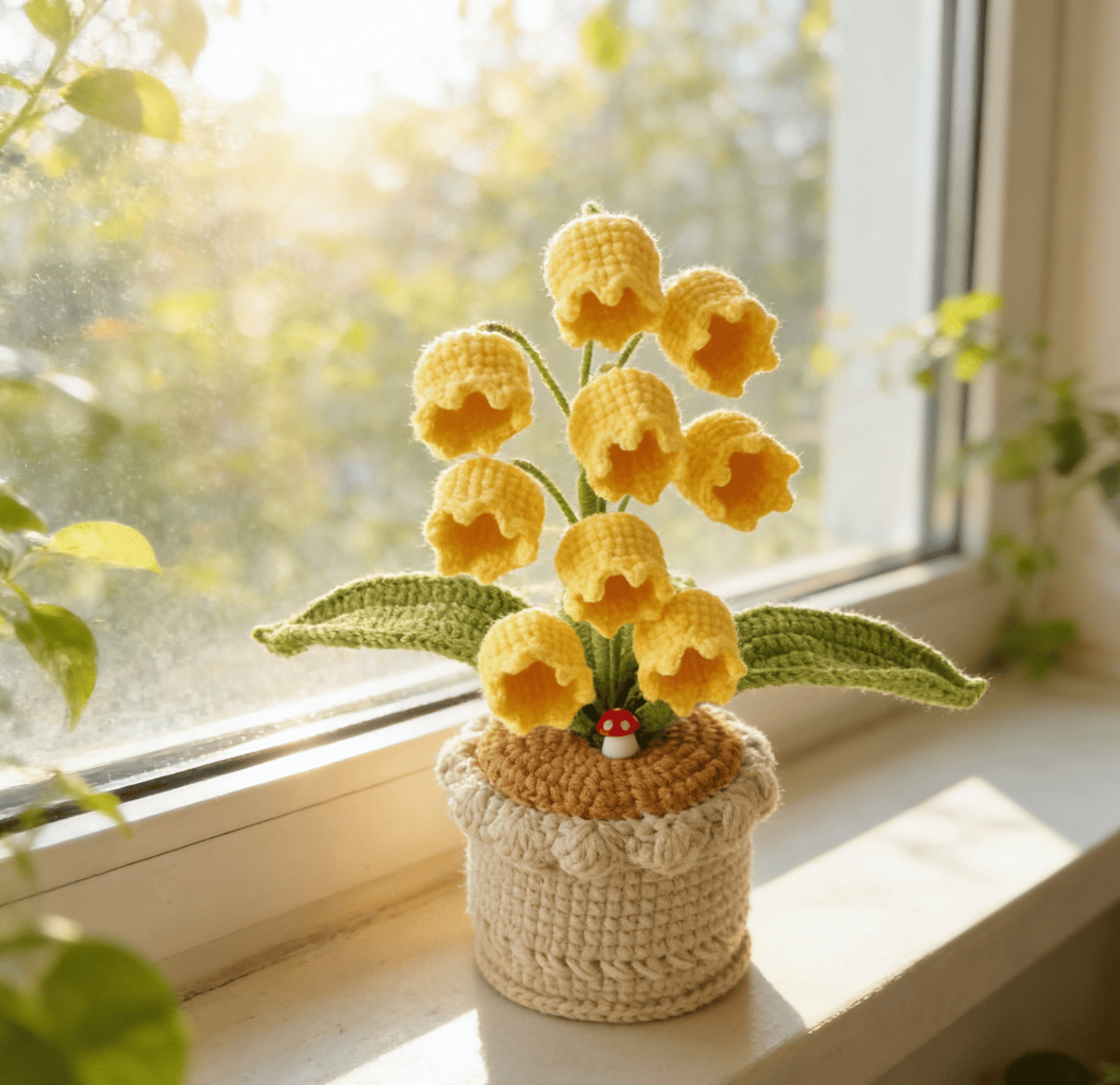 Maiglöckchen-Häkelmuster – 9 Blüten | Blumenstickerei mit Garn | Perfekt für die Heimdekoration - Gelb - image 4
