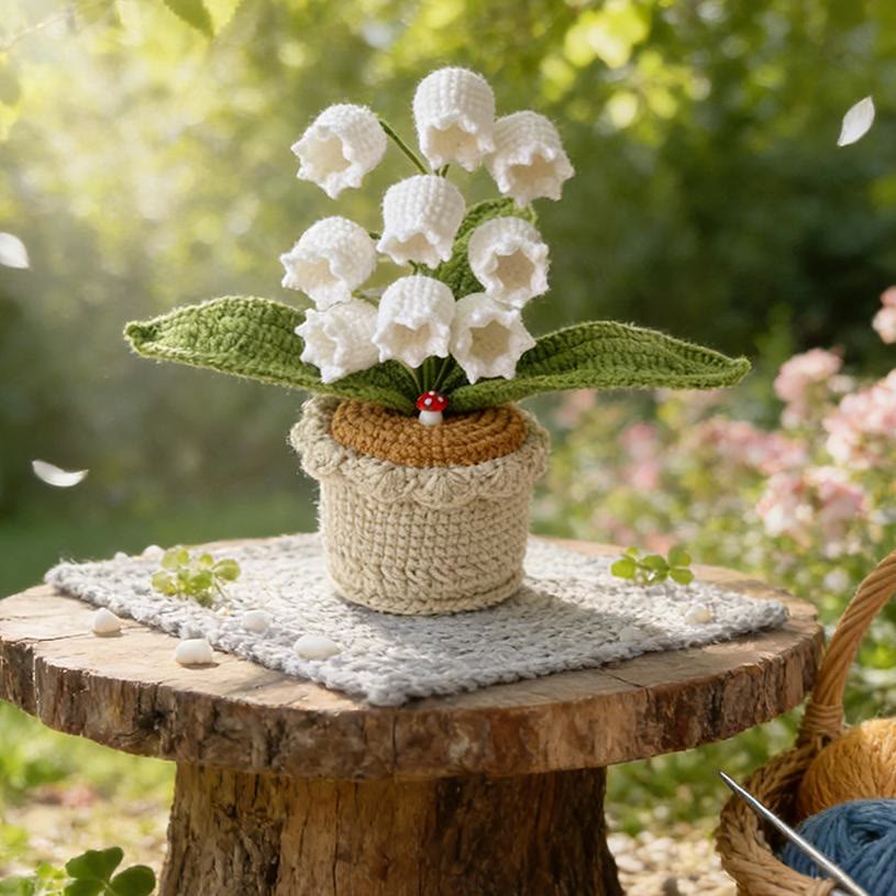 Maiglöckchen-Häkelmuster – 9 Blüten | Blumenstickerei mit Garn | Perfekt für die Heimdekoration - Weiß - image 2