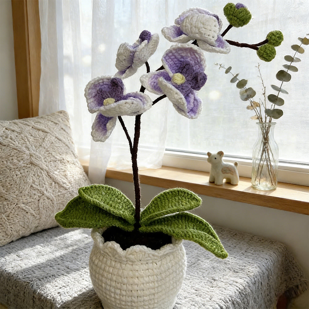 Gehäkelte Schmetterlingsorchidee – Blumenbastelarbeit mit Farbverlauf | Schreibtischdekoration - Lila - image 2