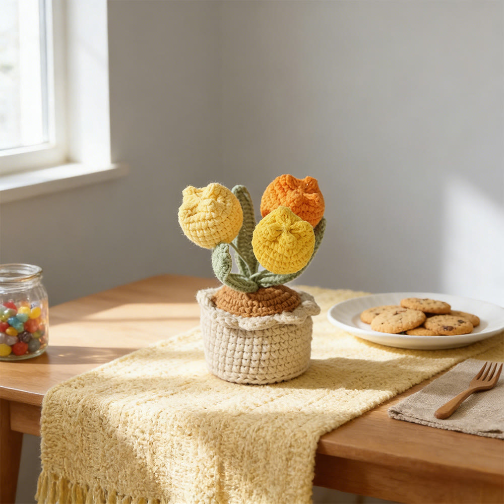 Lutoku Tulpen Häkeln – Blumendekoration für Zuhause | Schönes Weihnachtsgeschenk - orange - image 2
