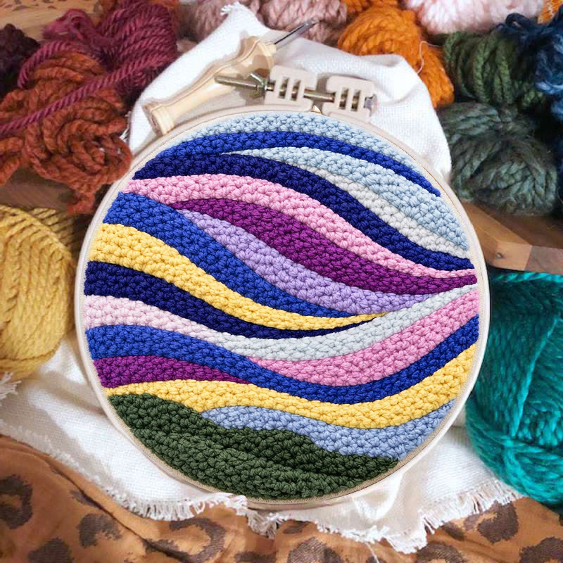 Regenbogenwellen-Punch-Needle-Set – Bastelset für Anfänger | Lebendiges Deko-Element für Zuhause - image 2