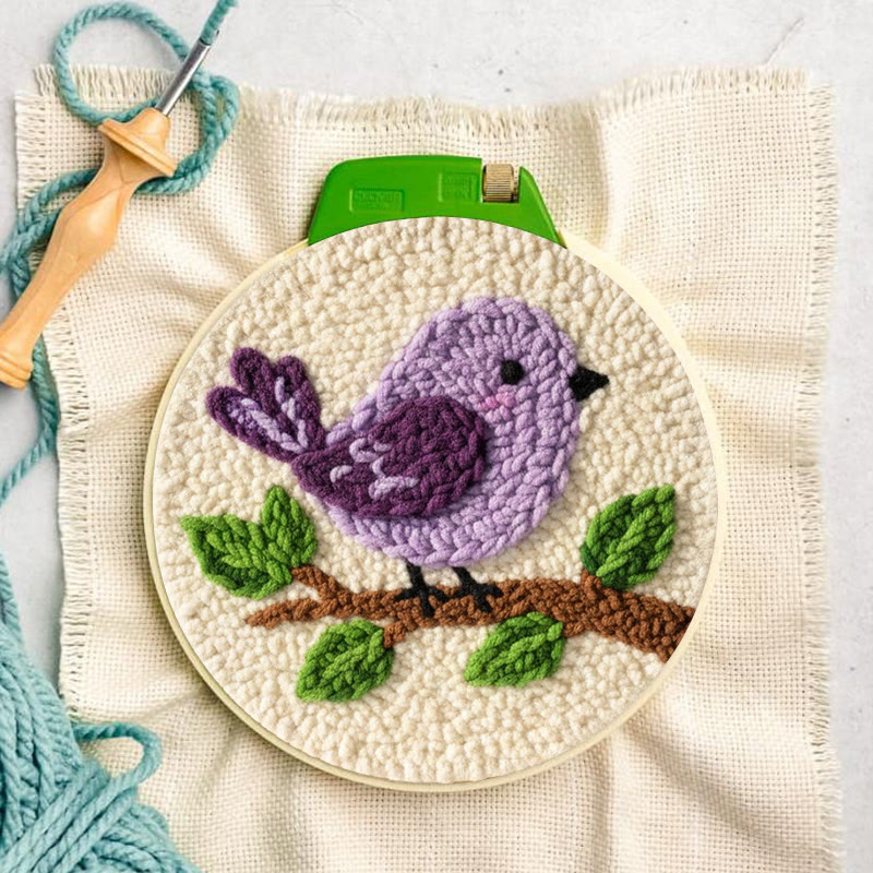 Punch-Needle-Set „Lila Vogel auf dem Sofa“ – Entspannendes Bastelprojekt | Zarte Dekoration für Ihr Zuhause - image 6