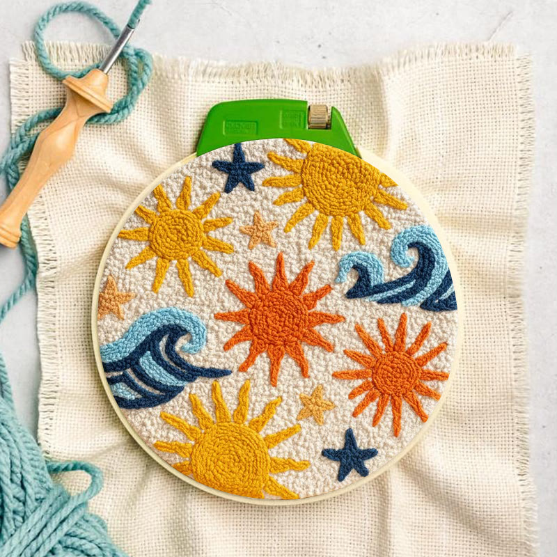 Punch Needle Set „Sonnige Küstenwelle“ – Fröhliches Basteln | Lebendige Wohndekoration - image 3