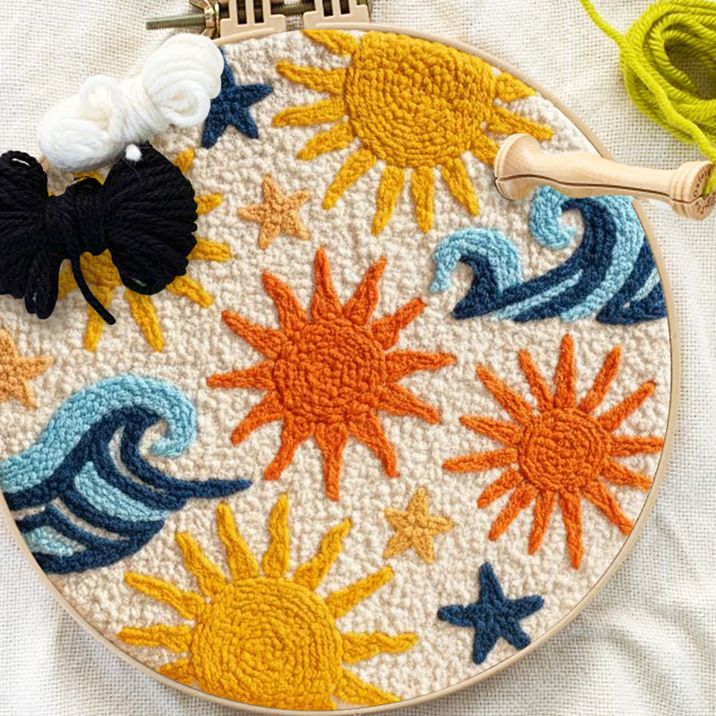 Punch Needle Set „Sonnige Küstenwelle“ – Fröhliches Basteln | Lebendige Wohndekoration - image 8