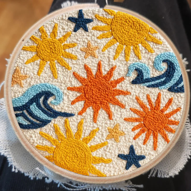 Punch Needle Set „Sonnige Küstenwelle“ – Fröhliches Basteln | Lebendige Wohndekoration - image 7