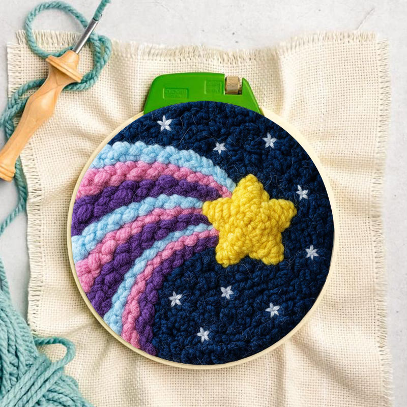 Regenbogen-Punch-Needle-Set mit Sternschnuppen – Verspieltes Basteln | Magische Akzente für Ihr Zuhause - image 3