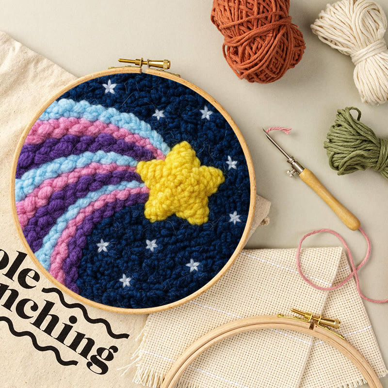 Regenbogen-Punch-Needle-Set mit Sternschnuppen – Verspieltes Basteln | Magische Akzente für Ihr Zuhause - image 9