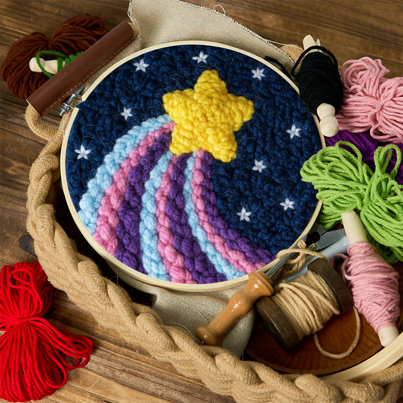 Regenbogen-Punch-Needle-Set mit Sternschnuppen – Verspieltes Basteln | Magische Akzente für Ihr Zuhause - image 11