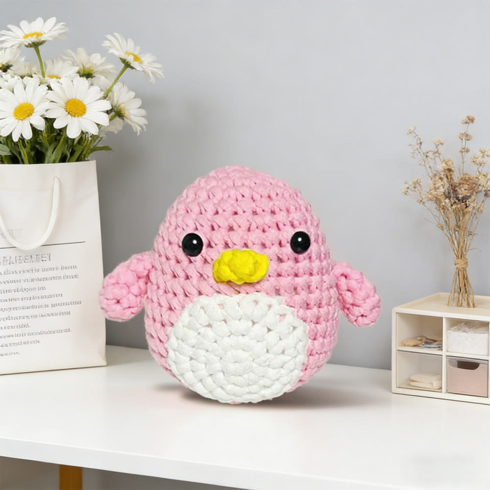 Buntes Pinguin-Häkelset zum Selbermachen – Niedliche Tierbastelidee | Handgemachte Zimmerdeko - Rosa - image 2