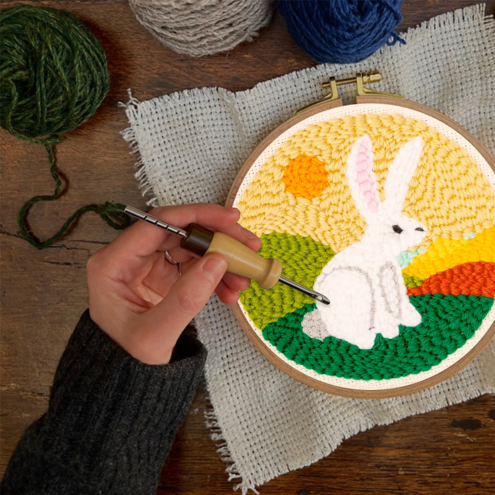 Sunny Meadow White Bunny Punch Needle Kit – Schnelles Bastelprojekt | Frühlings-Highlight - image 2