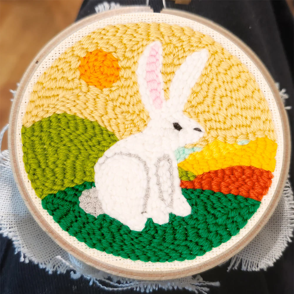 Sunny Meadow White Bunny Punch Needle Kit – Schnelles Bastelprojekt | Frühlings-Highlight - image 7