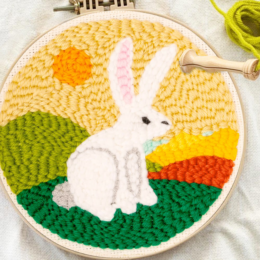 Sunny Meadow White Bunny Punch Needle Kit – Schnelles Bastelprojekt | Frühlings-Highlight - image 11